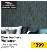 Blue Feathers Wallpaper 10m x 530mm 850007138
