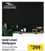 Gold Linen Wallpaper 10m x 530mm 850007140