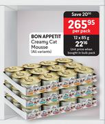 Bon Appetit Creamy Cat Mousse (All Variants)-12 x 85g Per Pack