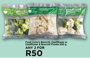 Food Lover's Broccoli, Cauliflower Or Cauliflower & Broccoli Florets-For 2 x 500g