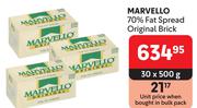 Marvello 70% Fat Spread Original Brick-30 x 500g