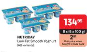 Nutriday Low Fat Smooth Yoghurt (All Variants)-8 x 6 x 100g
