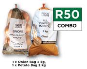 1 x Onion Bag 2kg & 1 x Potato Bag 2kg Combo