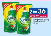 Sunlight Dishwashing Liquid Refill Pouch-2x750ml Per Offer