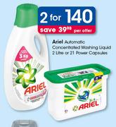 Ariel Automatic Concentrated Washing Liquid 2Litre Or 21 Power Capsules-2x Per Offer