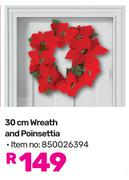30cm Wreath & Poinsettia (850026394)