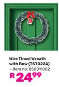 Wire Tinsel Wreath With Bow TS7022A (850011002)