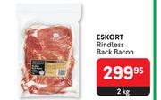 Eskort Rindless Back Bacon-2Kg