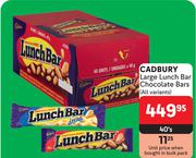 Cadbury Large Lunch Bar Chocolate Bars (All Variants)-40's