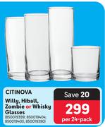 Citinova Willy, Hiball, Zombie Or Whisky Glasses-Per 24 Pack
