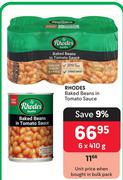 Rhodes Baked Beans In Tomato Sauce-6 x 410g