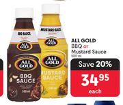 All Gold BBQ Or Mustard Sauce-500ml Each