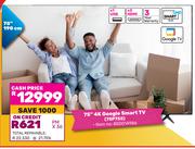 TCL 190cm (75") 4K Google Smart TV 75P755