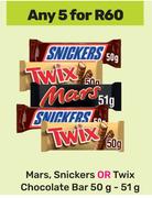 Mars, Snickers Or Twix Chocolate Bar-For 5 x 50g-51g