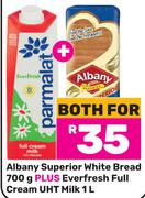 Albany Superior White Bread 700g Plus Everfresh Full Cream UHT Milk 1Ltr-For Both