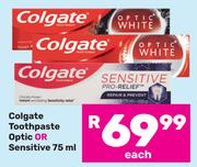 Colgate Toothpaste Optic Or Sensitive-75ml Each