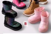 Girls Snug Boots Black/Pink Size 3-1