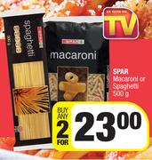 Spar Macaroni Or Spaghetti-For 2 x 500g