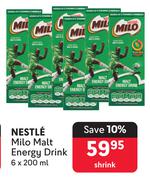 Nestle Milo Malt Energy Drink-6 x 200ml