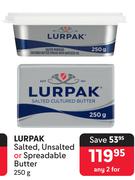 Lurpak Salted, Unsalted Or Spreadable Butter-For 2 x 250g