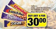 Cadbury 5 Star, Lunch Bar(Selected). P.S.(Selected) Or Crunchie 48g/48.5g/49g-For 4