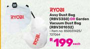 Ryobi Assy Dust Bag RBV3350 Or Garden Vacuum Dust Bag RBV301032-Each