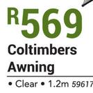 Coltimbers Awning Clear-1.2m