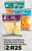 Food Lover's Diced Butternut, Sliced Sweet Potato Or Diced Pumpkin Microwave Bags 500g-For Any 2