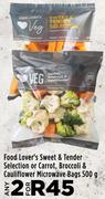 Food Lover's Sweet & Tender Selection Or Carrot, Broccoli & Cauliflower Microwave Bag-For Any 2x500g