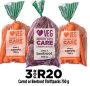 Carrot or Beetroot Thriftpacks 750g- For 3