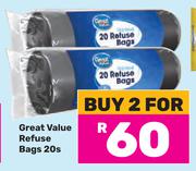 Great Value Refuse Bags-For 2 x 20s