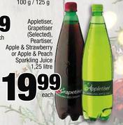 Appletiser,Grapetiser,Peartiser,Apple & Strawberry Or Apple & Peach Sparkling Juice-1.25L Each