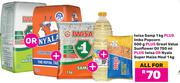 Iwisa Samp 1Kg + Imbo Popcorn 500g + Great value Sunflower Oil 750ml + Iwisa Or Nyala Maize Meal 1kg