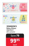 Johnson's Baby Wipes (All Variants)-336/432's Each