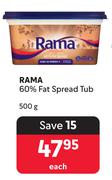 Rama 60% Fat Spread Tub-500g Each