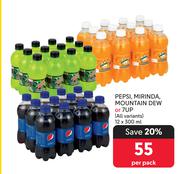 Pepsi, Mirinda, Mountain Dew Or 7 Up (All Variants)-12 x 300ml Per Pack