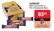 Cadbury Mini Lunch Bar Or P.S Chocolate Bars-24's