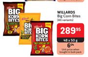 Willards Big Corn Bites (All Variants)-48 x 50g