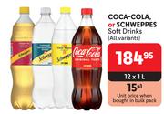 Coca-Cola Or Schweppes Soft Drinks (All Variants)-12 x 1L