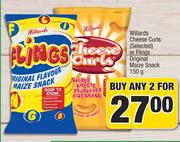 Willards Cheese Curls (Selected) Or Flings Original Maize Snack-For Any 2