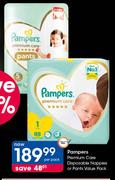 Pampers Premium Care Disposable Nappies Or Pants Value Pack-Per Pack