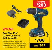 Ryobi One Plus 18V 10mm Cordless Drill Driver Kit 652294