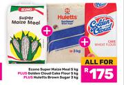 Econo Super Maize Meal 5Kg+Golden Cloud Cake Flour 5Kg+Huletts Brown Sugar 3Kg-All For