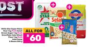 White Star Super Maize Meal 1Kg+Sealti Brown Sugar 1Kg+Snowflake Cake Wheat Flour 1Kg-All For