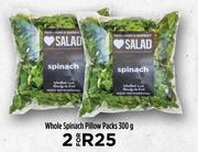 Whole Spinach Pillow Packs-For 2 x 300g