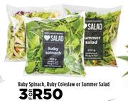 Baby Spinach, Ruby Coleslaw Or Summer Salad-For 3