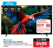 Hisense 146cm (58") Smart UHD TV 58A6K-On 3GB Data Plan