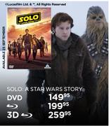 Solo: A Star Wars Story 3D Blu Ray DVD