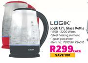 Logik 1.7L Glass Kettle-Each