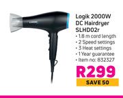 Logik 2000W DC hairdryer SLHD02R